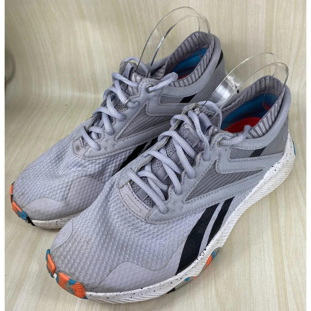 Women's SZ 9.5 Reebok HIIT TR Training Shoes crossFit gray purple black lace - Picture 3 of 6